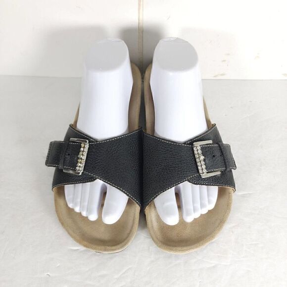 Spring Step L'artiste Women's EU40 US9-9,5 Black Leather One Strap Slide Sandals - Picture 3 of 13